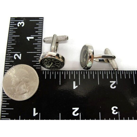 Cuff-Daddy Cufflinks Speedometer Fuel Gauge Silver Tone In Original Box - Picture 14 of 16